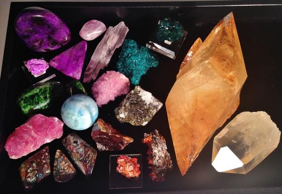 A tray of delight!  Crystals and Minerals from Hands of Spirit.