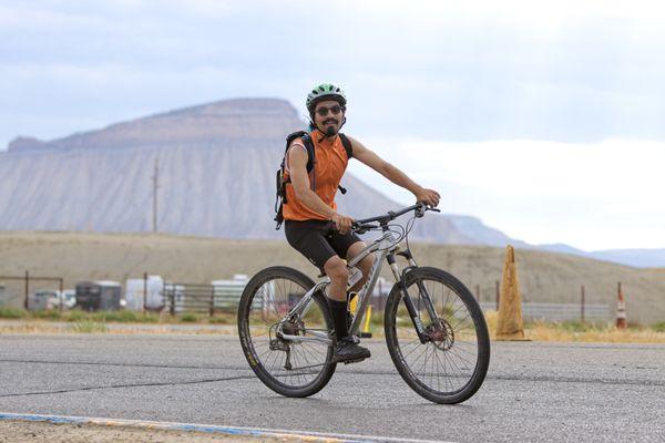 A biker at a Special Olympics event in GJ