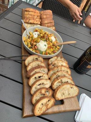 APPETIZER Burrata- Stone Fruit Relish/Basil Hazelnut Pesto/Grilled Rustic Bread