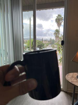 Morning coffee enjoying the cloudy, rainy , November weather!