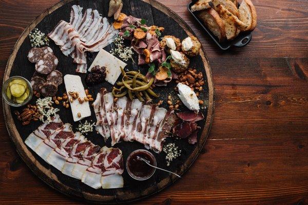 Our charcuterie (made in house) and cheese board.