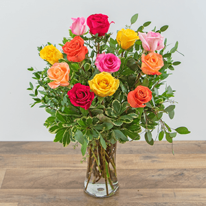 One Dozen Vibrant Roses