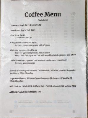 Menu at Gettysburg Smoothie Co.