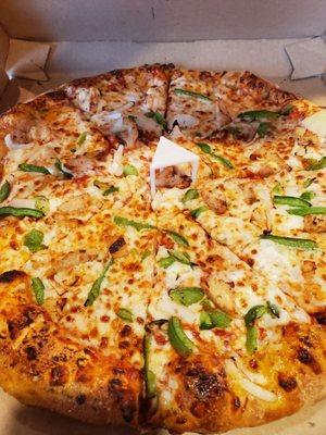 Customized Large with Green Peppers, Onions. and Chicken