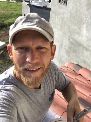 Painting cupolas up high.  Loving the cooler weather in August.