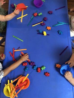 Infants and Toddler learning about counting and colors.