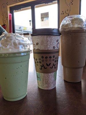 Reg (16 oz) frozen cappuccino, large cappuccino, and 20oz frozen cappuccino