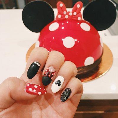 Back for Minnie Mouse nails! Cristal did the design exactly the way I wanted it.  Non-stop compliments throughout Disney World :)