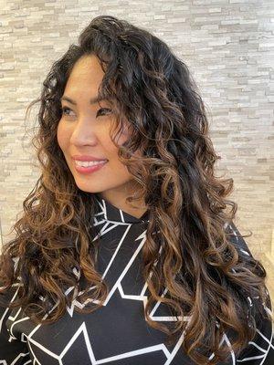 Curly cut and balayage by Alli