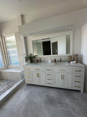 Large vanity installed