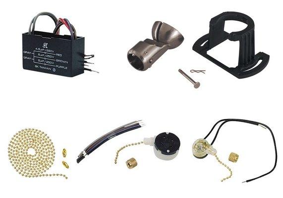 We carry ceiling fan parts and accessories like capacitors, switches, slope kits, and more.