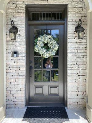 White washed stacked stone