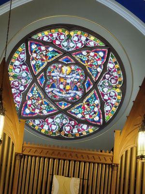 Rear stained glass