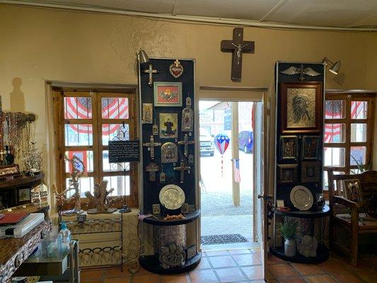 Colonial Art, Retablos, Crosses, Southwest Designs, horseshoe art.