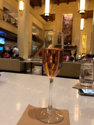 Champagne in the Christmas lobby