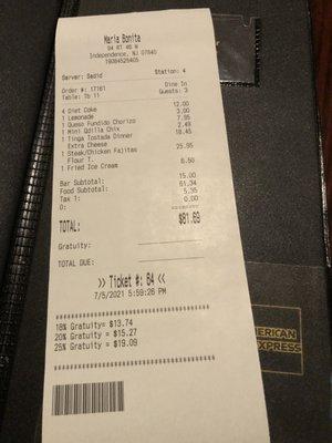 Pricey Meal, gourmet Tip recommendations, terrible family experience.