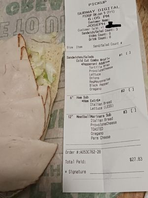 Do you see turkey sub anywhere on this order?