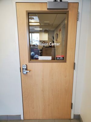 Interior door to reception desk