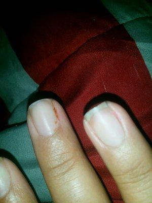 Terrible omg! She made me bleed my nails are uneven and wasn't trying to refund me!