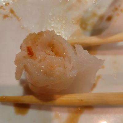 Inside shrimp dumpling