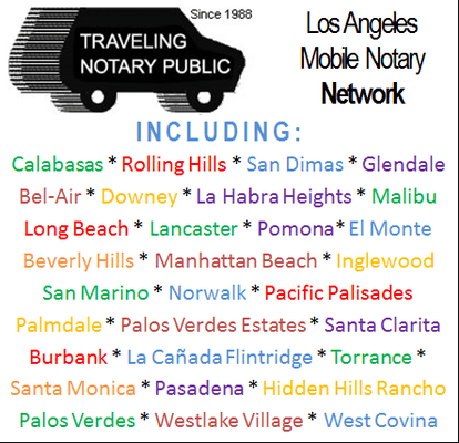 Local Mobile Notary Publics throughout Los Angeles County