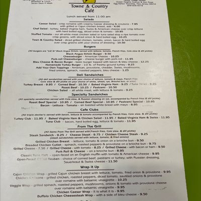 Lunch menu