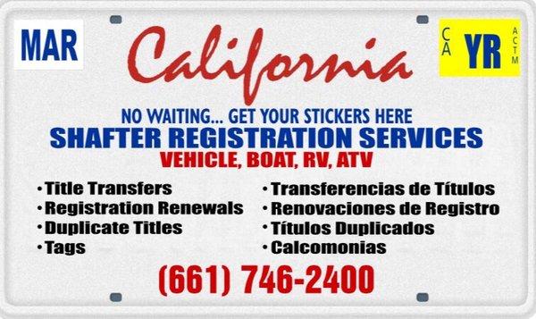 Shafter Registration Services