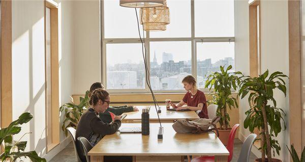 Communal Tables.  Hot Desks.