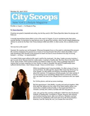 City Scoops article about NYC Life Coaches, including Julie Melillo