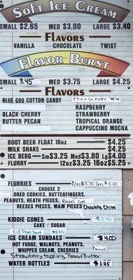 Ice Cream Menu