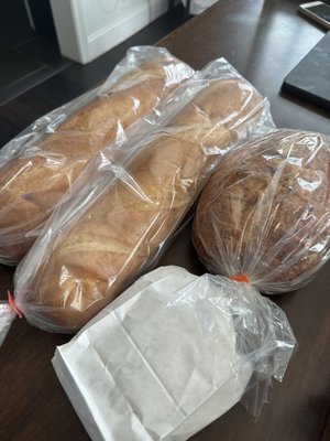 French sweet roll, jalapeño cheddar loaf, & cream cheese croissant.