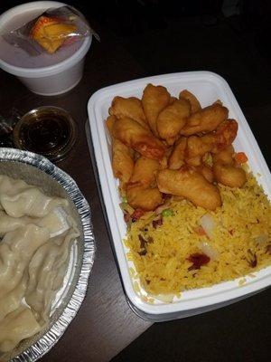 Sweet and sour chicken combo, with steamed dumplings