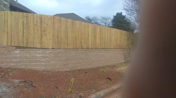 Custom Block Wall and cedar Fence