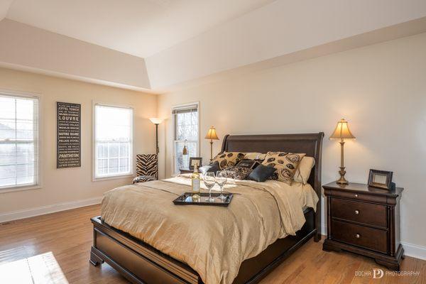 Staged beautiful bedroom helped the home sell