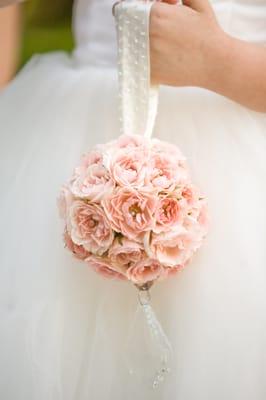 flower girl's spray rose and crystals kissing ball