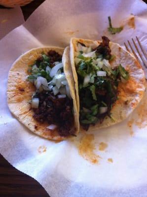 A Chorizo and a lamb taco! Yum