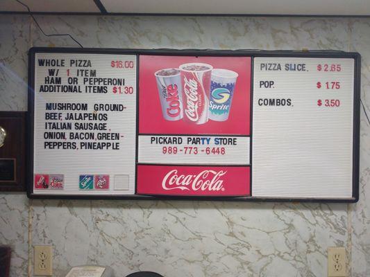 Pizza topping choices range as per the menu. The pizza is considered a large pizza.