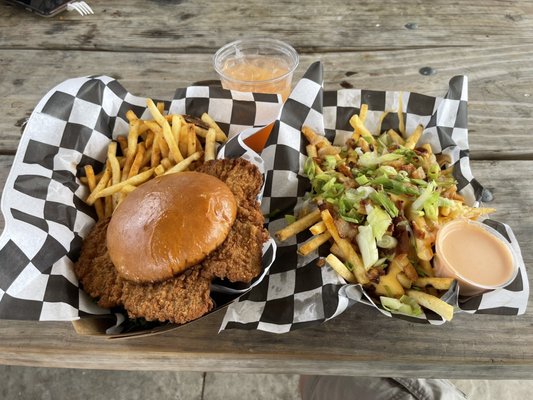 Pork loin and loaded fries