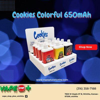 Vape Stop Plus in Wichita, Kansas, has the Cookies Colorful 650mAh batteries available.