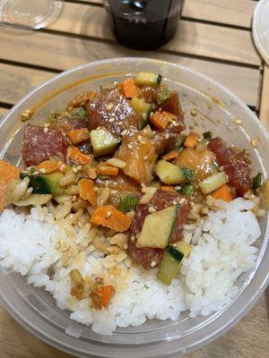 Half and Half Poke w/ carrot and cucumber