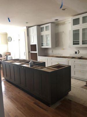 New kitchen cabinets with inset doors.