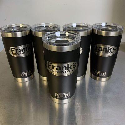 Engraved Yeti Cups for Frank's Collision Repair