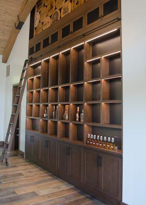 Custom display wall cabinetry.