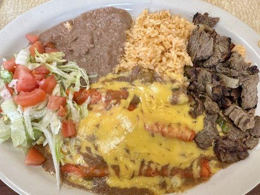 Fajita & Enchiladas Plate.