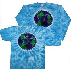 Planet Earth on Sky Blue Tie Dye T Shirt