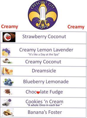 We divide our menu into 2 sections, Creamy & Fruity. This is our Creamy page.