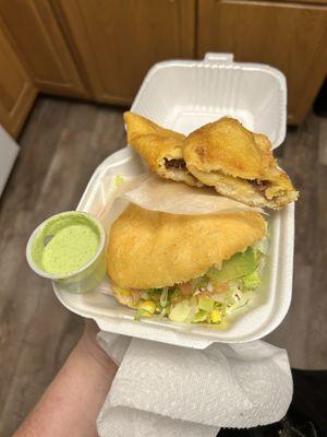 Arepa and empanada