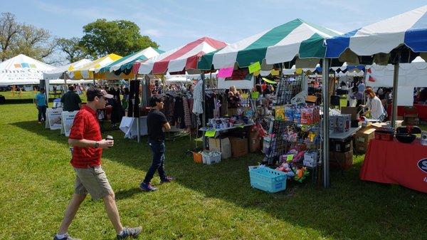 Lots of vendors selling toys and clothing another nick-nacks