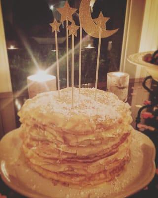 Signature Original Crêpe Cake with Decorations Added