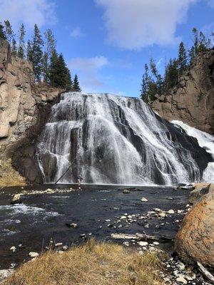 Fishing below Gibbon Falls in Yellowstone National Park